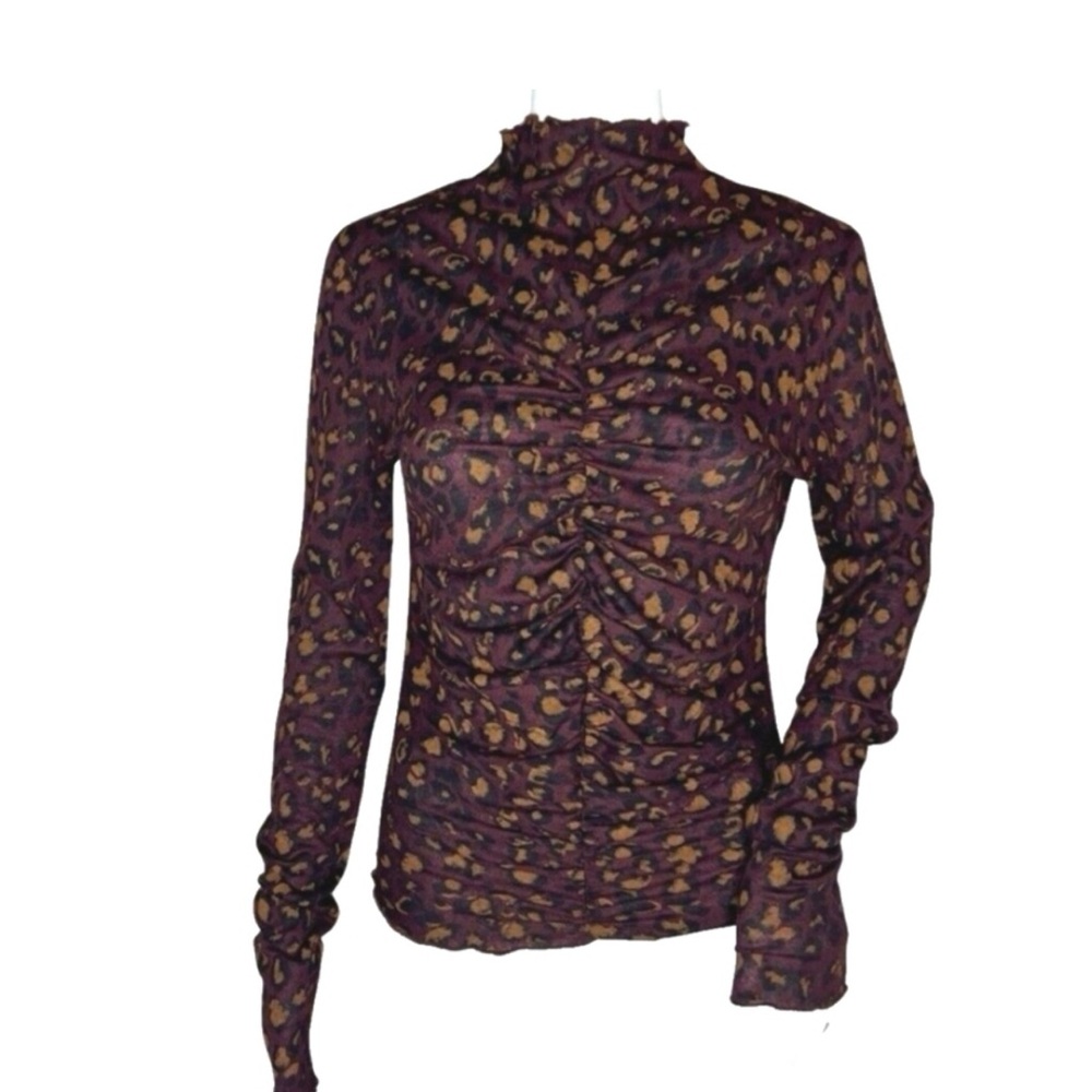 Elegant Ruched Leopard Print Blouse